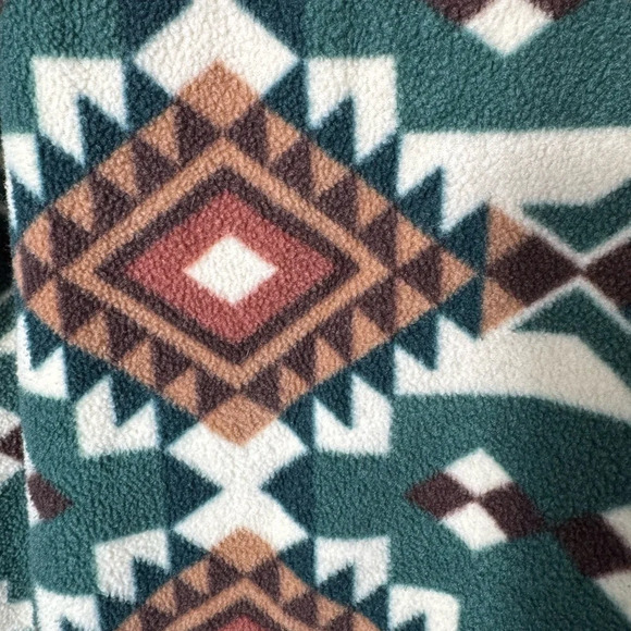 Massive Outdoors Fleece Long Sleeve Hooded Top Kangaroo Pocket Aztec Size Small - Picture 8 of 9